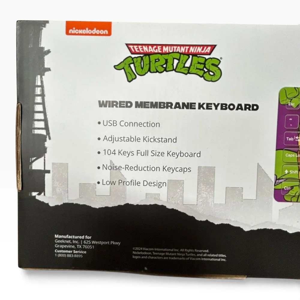 Teenage Mutant Ninja Turtles Wired Membrane Keyboard Full Size NEW